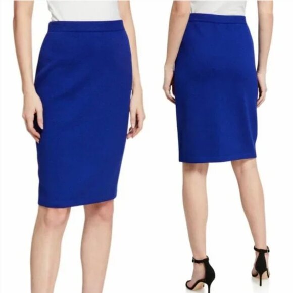 VINTAGE VTG ST. JOHN COLLECTION Santana Skirt Royal Blue WOOL Knit Pencil Skirt - Picture 1 of 16